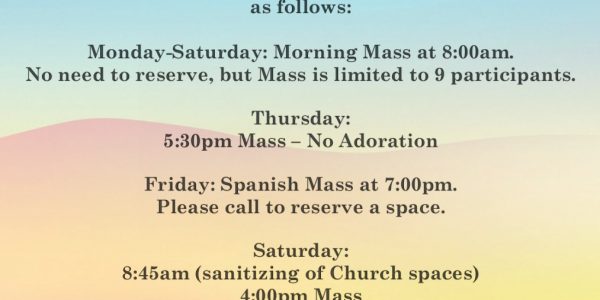 Mass Schedule/Horario de Misas